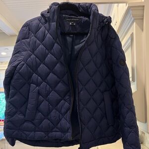 French Connection Navy Quilted Hooded Jacket. Brand new never worn.